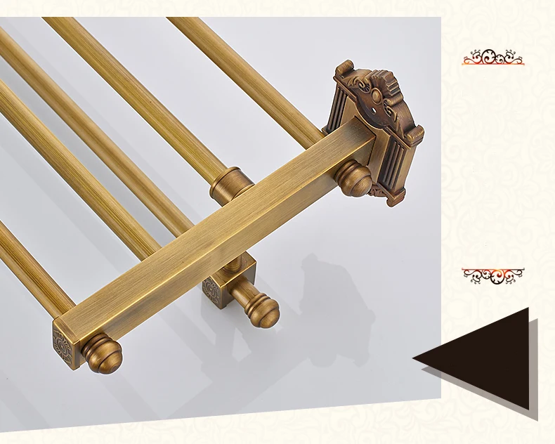 Весь античная латунь стеллаж для полотенец Полка для полотенец для ванной вешалка для полотенец в ванную под старину двойная рейка для