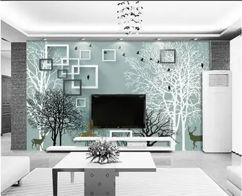 

3d wallpaper photo wallpaper custom mural livingroom black and white box abstract tree painting background wallpaper for wall 3d