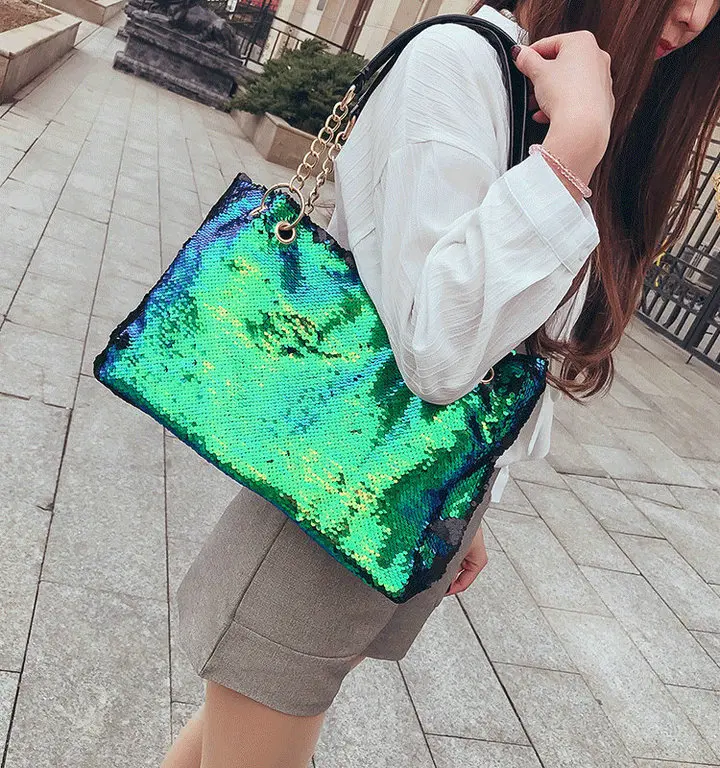 Brand Designer Tote Shoulder crossbody Bag Women Large Multifunction Sequin Bling Handbags Big Bag Casual shopping Bags B42-30