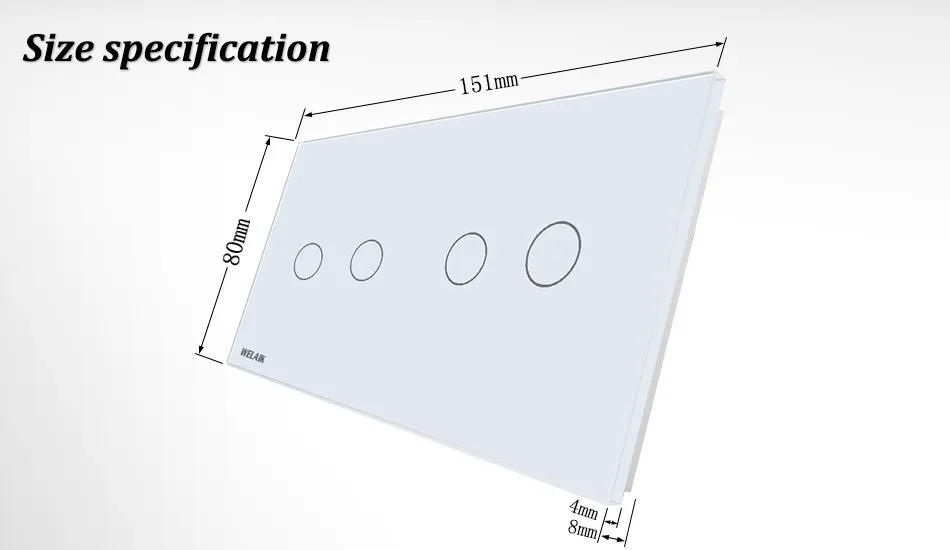 Welaik сенсорный выключатель Комплектующие для самостоятельной сборки Стекло Панель только стене выключатель черный, белый цвет кристалл Стекло Панель 2 Gang+ 2 Gang a2922w/B1
