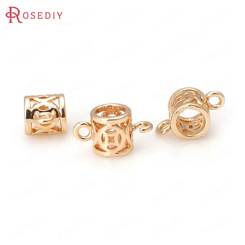 

20PCS 5x6MM 24K Champagne Gold Color Plated Brass 2 holes Charms Connector Spacer Beads High Quality Jewelry Accessories