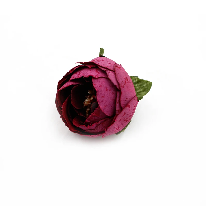 5 шт. искусственная чайная роза 4 см шелк маленький бутон Пион цветок голова Свадебные украшения дома DIY ВЕНОК скрапбук ремесло поддельные цветы - Цвет: Красный