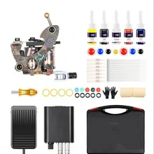 Полный профессиональный набор тату-машины наборы лайнер шейдер тату машины 5 цветов чернила блок питания, Иглы захвата наконечник