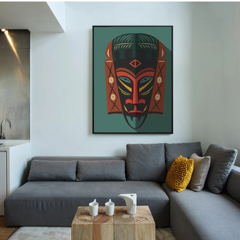 

Africa Mask Totems Art Print Poster, Wall Art Picture for Living Room Decoration, Home Decor Painting on Canvas