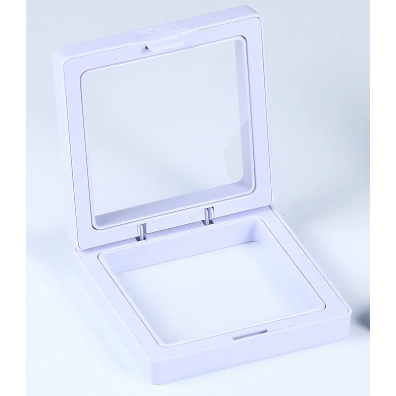 Высокое качество, 2 цвета, простая квадратная пластиковая прозрачная упаковка, шкатулка для колец, серег, ожерелья, ювелирный набор, JPB007 JPB008 - Цвет: white box