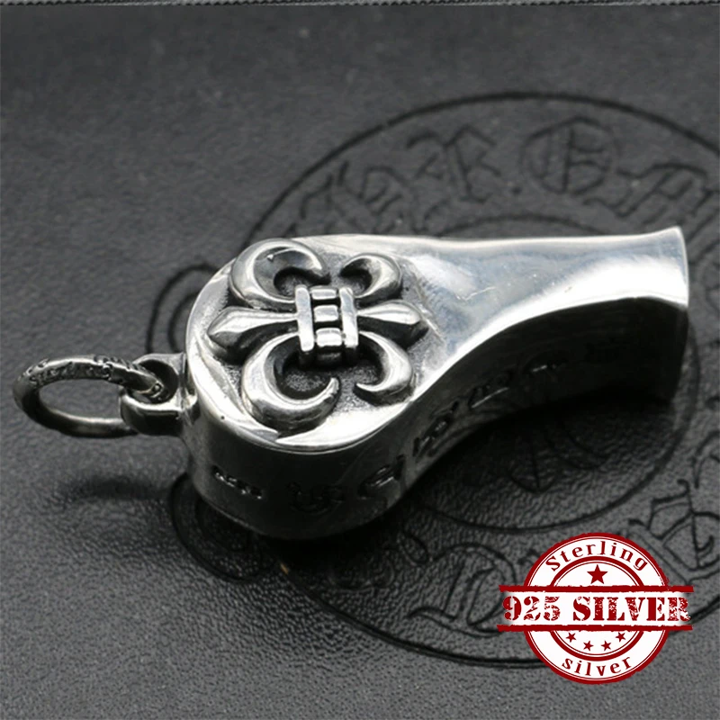 

925 sterling silver pendant personality reunion fashion punk style carving anchor whistle street dance hip hop gift 2018 new hot