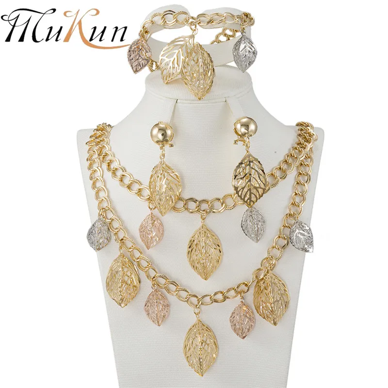 

MUKUN 2018 Fashion African bead exquisite jewelry carving Dubai golden jewelry Nigeria women's wedding jewelry accessories