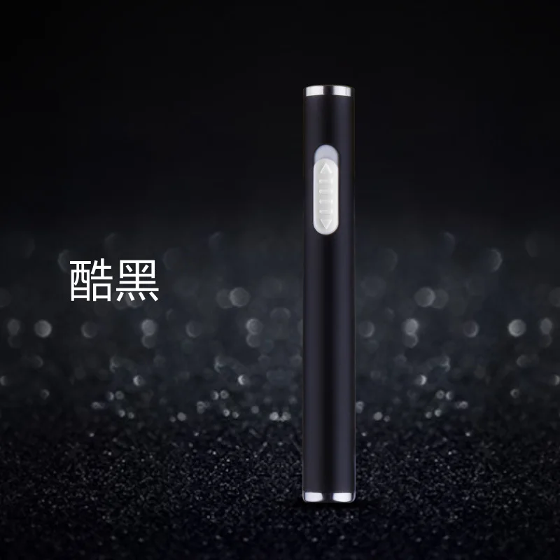 Металлическая Полоса usb зарядка Зажигалка воздушный поток Индукционная перезаряжаемая электрическая зажигалка USB Электронная зажигалка ветрозащитный - Цвет: Black