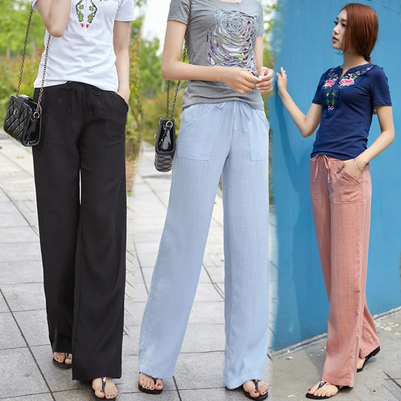 

Summer Autumn New Loose Casual Pants Women Wide leg pants Female Cotton And Linen Pants Fashion straight pants loose trousers
