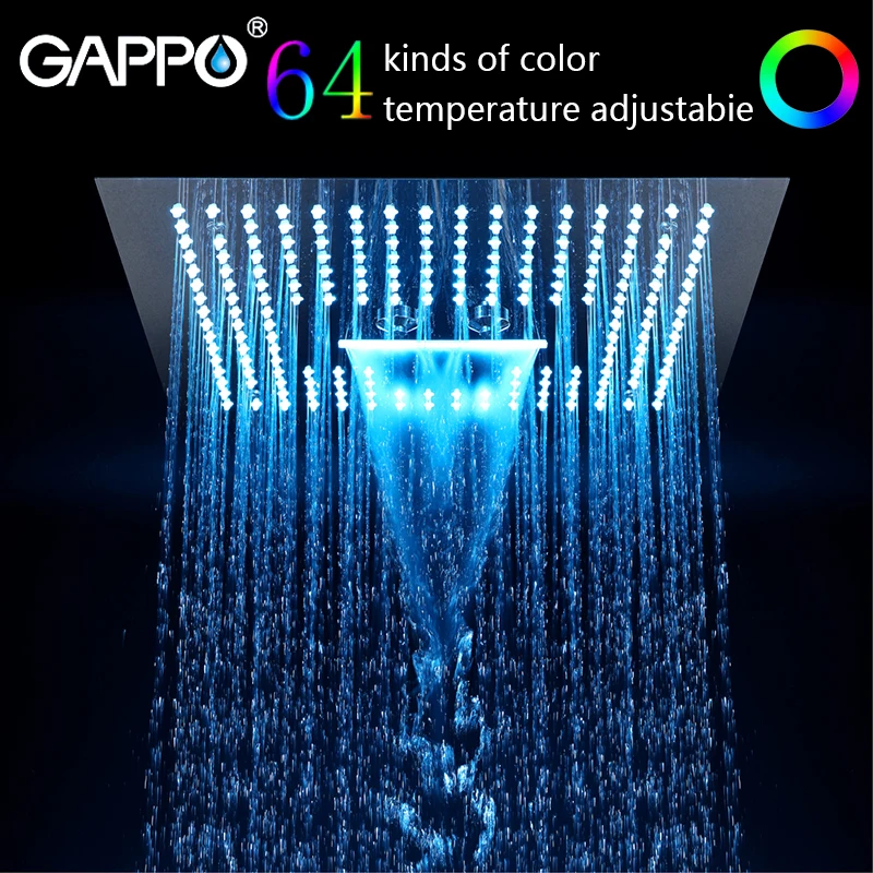 GAPPO shower head stainless steel 400mm*400mm Water Powered Rain Led Shower Head Bathroom shower faucet water mixer