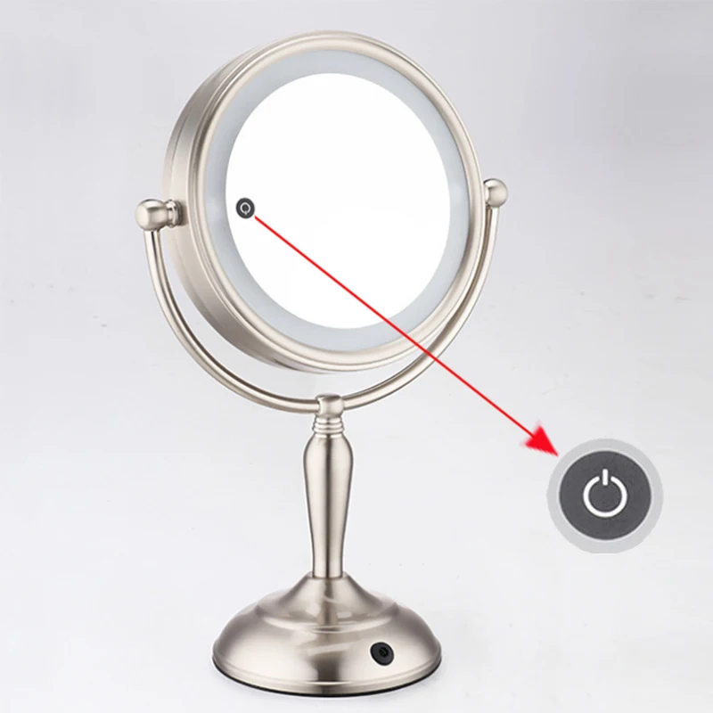 3 цвета светодиодный двойной 8 дюймов 2 стороны 10X увеличительное косметическое зеркало яркость Регулируемый сенсорный экран сделать зеркало