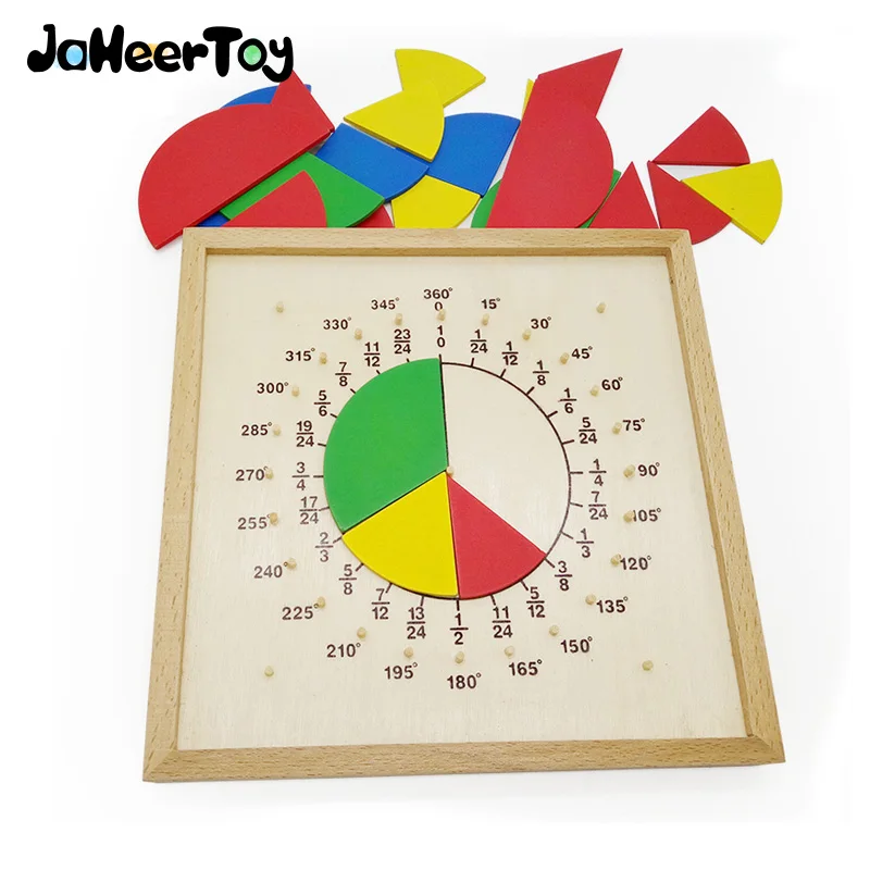 JaheerToy Montessori jouet éducatif jouets pour enfants mathématiques aide à l'enseignement plaque fractionnée rapport de circonférence bois