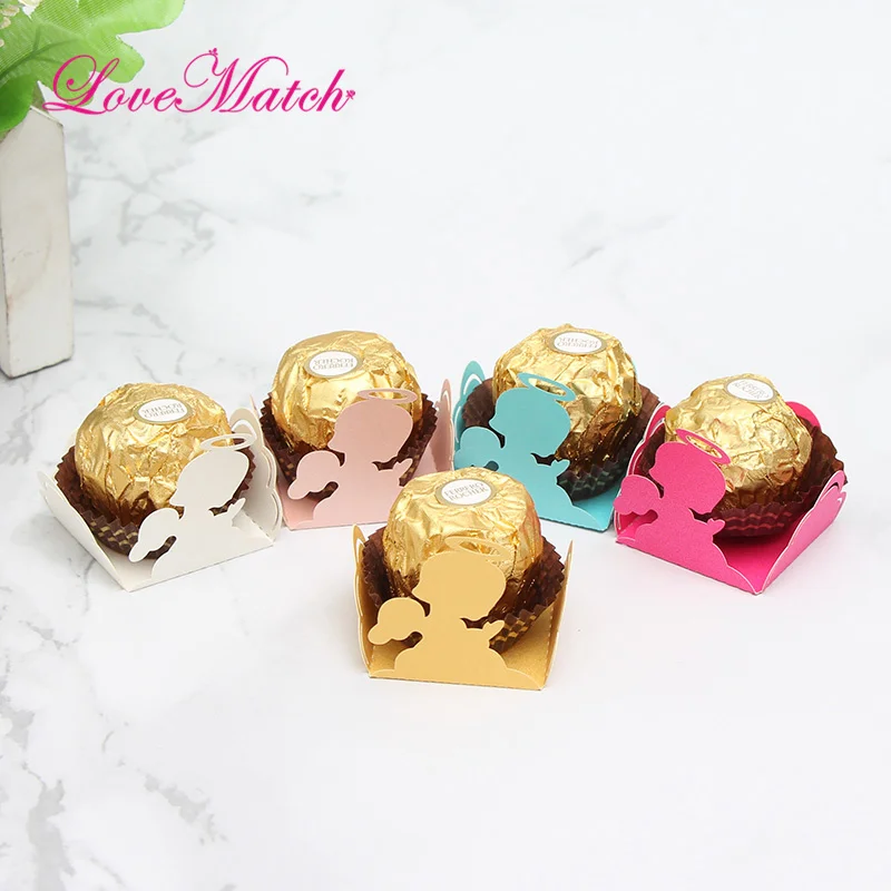 

50pcs Angel Laser Cutting Candy Bar Wedding Decoration Chocolate Bar Baby Shower Decorations Party Supplies Kids Favors