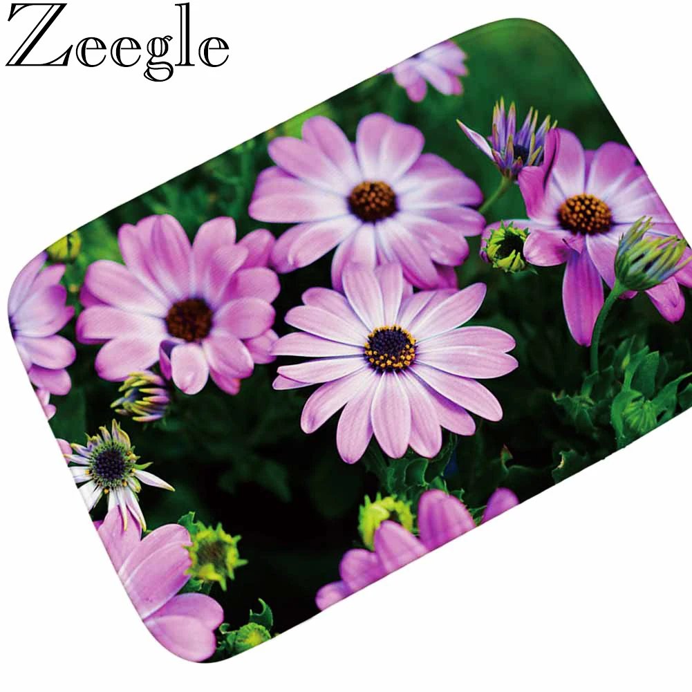 Zeegle фланелевый вход половик домашний Декор 3D Цветы Печатных Входная Дверь Придверный коврик детская спальня прикроватная напольная коврик