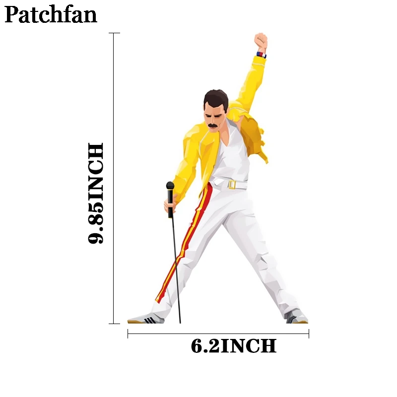 Patchfan Freddie mercury DIY heat press stickers iron on patches Handmade on clothes jacket t shirt thermal transfer A2147