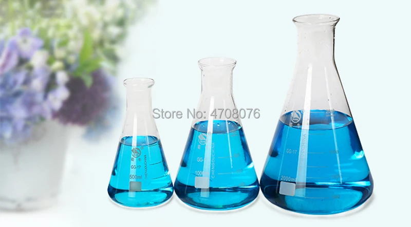 Стеклянная коническая колба из боросиликатного стекла Erlenmeyer flask Pyrex triangle объемные колбы для химических экспериментов 50-1000 мл