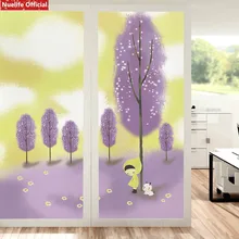 Индивидуальные фиолетовые деревянные узоры для детской комнаты, шкаф для детской комнаты, деревянные двери, раздвижные двери, наклейки для детского сада, стекло ПВХ, оконная пленка