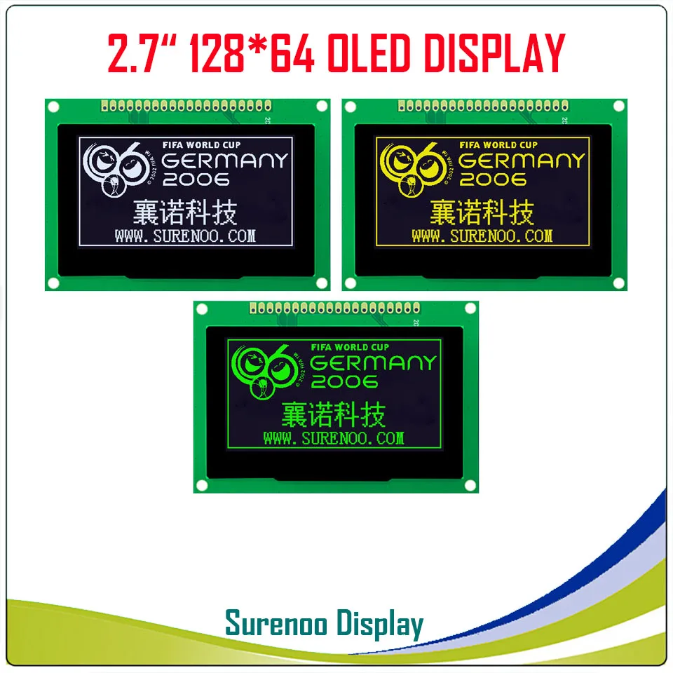 Настоящее OLED дисплей, 2,7 "128*64 12864 Графический ЖК-модуль экран LCM SSD1325 контроллер Поддержка параллельный SPI