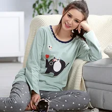 Pajamas For Women Spring And Autumn Long-sleeve Nightshirt Cotton Pullover Sleep Wearing Women lounge Pajama Set