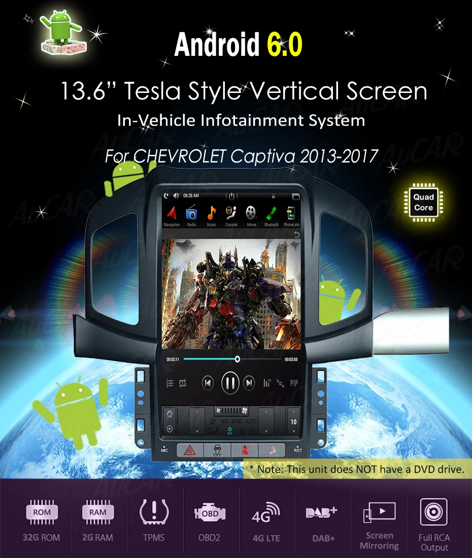 Excellent 2 DIN Android 8.1Tesla style Car radio For Chevrolet Captiva 2013 2014 2015 2016 2017 car cassette player Stereo autoradio 1 DIN 8