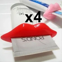 ДЕНЬ ДЕНЬ ВЕСЕЛО 4 Шт. Лучшие Продажи Sexy Hot Lip Поцелуй ванная комната Труба Диспенсер Зубная Паста Крем Соковыжималка Главная Трубопрокатный Держатель соковыжималка