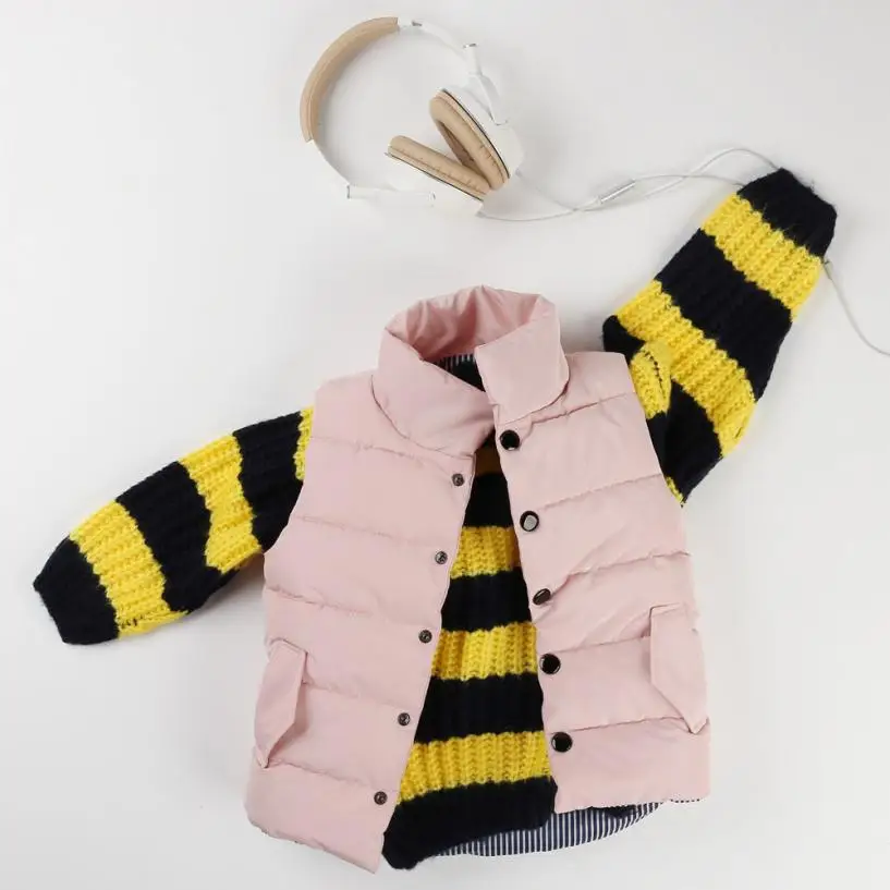 Arloneet младенческой Мальчики Жилет для девочек для маленьких девочек и мальчиков зимняя теплая одежда жилет пальто; Верхняя одежда; Куртка Топы l0208 - Цвет: Pink