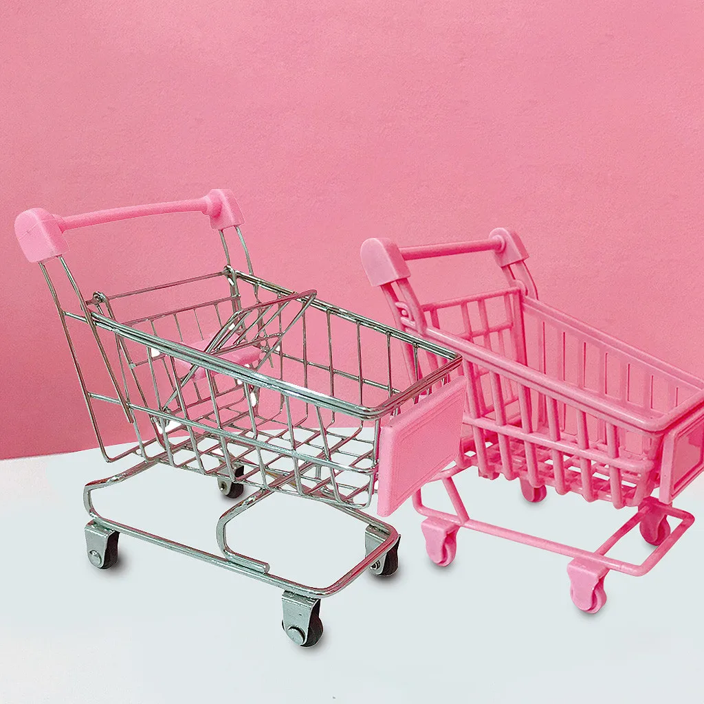 Милые сердечки Ins розовые корзины для покупок на колесиках домашние настольные украшения креативные мини железные корзины для хранения# p3