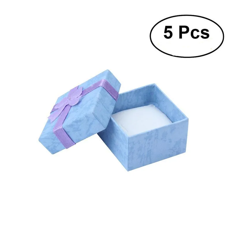 

5pcs Square Small Gift Box with Bowknot Decor for Ring Earrings Jewellery