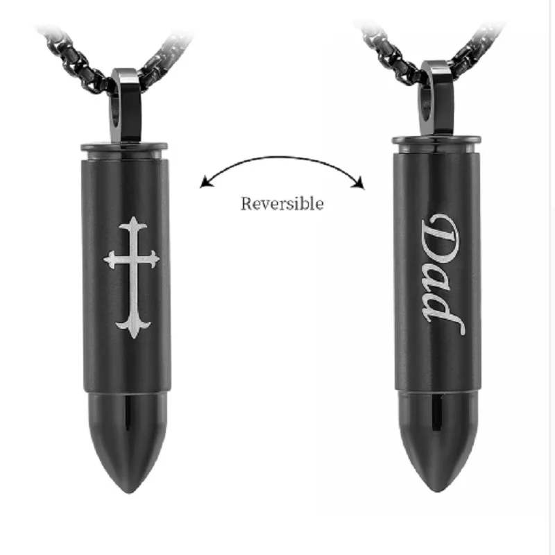 

KLH1995 Secret Stash Bullet Urn Pendant for My Dad/Mom/Son Memorial Ashes Jewelry,Black Bullet Keepsake Pendant for Family