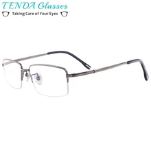 Очки с оправой из чистого титана мужские прямоугольные полуобода большие очки оправа для рецептурных линз Очки для чтения при близорукости Мультифокальные