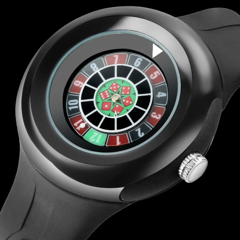 

creative dice dial watch men new design no pointer black silicone strap quartz wrist watches man clock relogio masculino