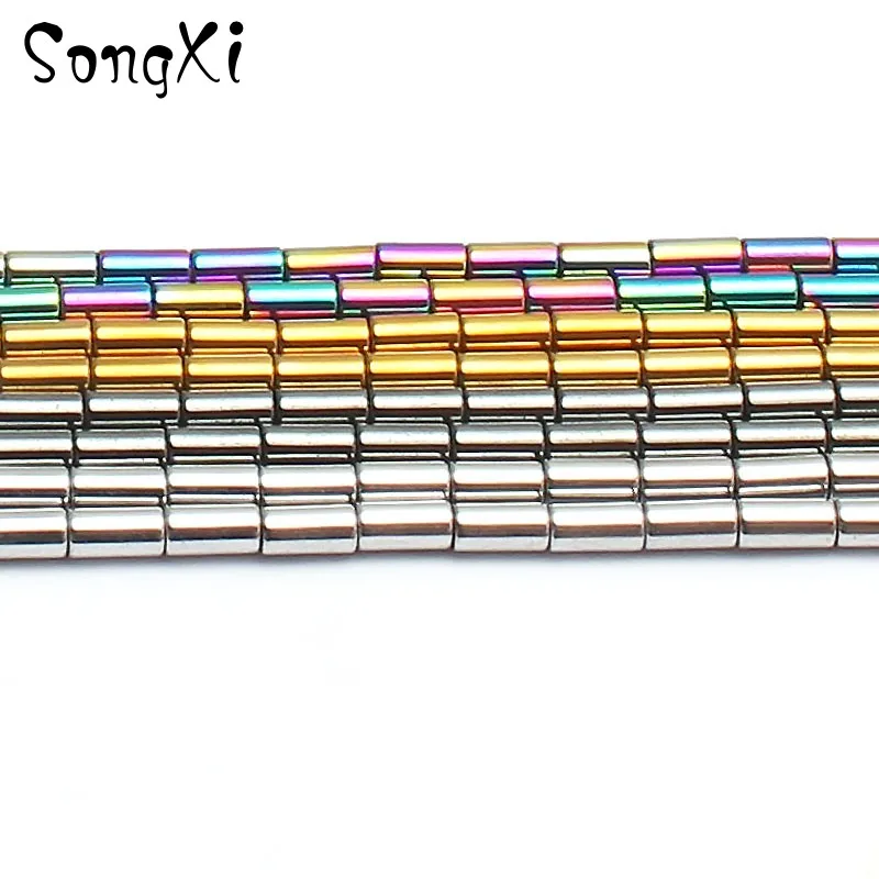 

4*2mm Wholesale Natural Column Tube Shape Hematite Loose Beads for Jewelry Making Strands 15'' Diy Necklace Bracelet Jewellery