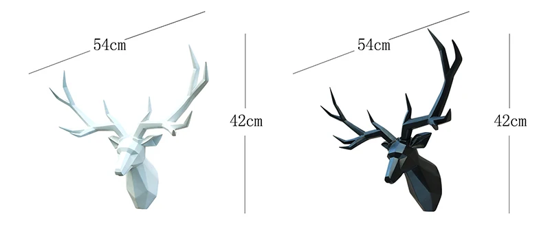 Аксессуары для домашнего декора, 3D статуя оленя, Большая фигурка животного, Настенная скульптура, 54x42x20 см, орнамент, свадебные украшения
