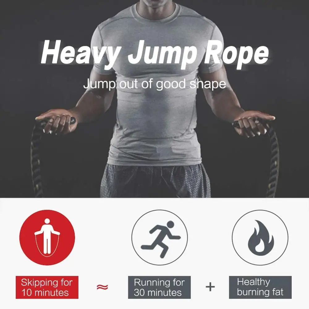 25mm Fitness Heavy Jump Rope Crossfit Weighted Battle Skipping Ropes Power Training Improve Strength Muscle Fitness Equipment