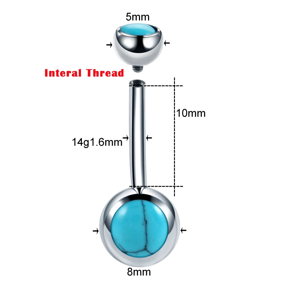 10 шт./партия титановый пирсинг ombligo внутренняя резьба живот пирсинг пупка Кнопка Пирсинг Серьги Пирсинг живота ювелирные изделия для тела - Окраска металла: X10-T1315