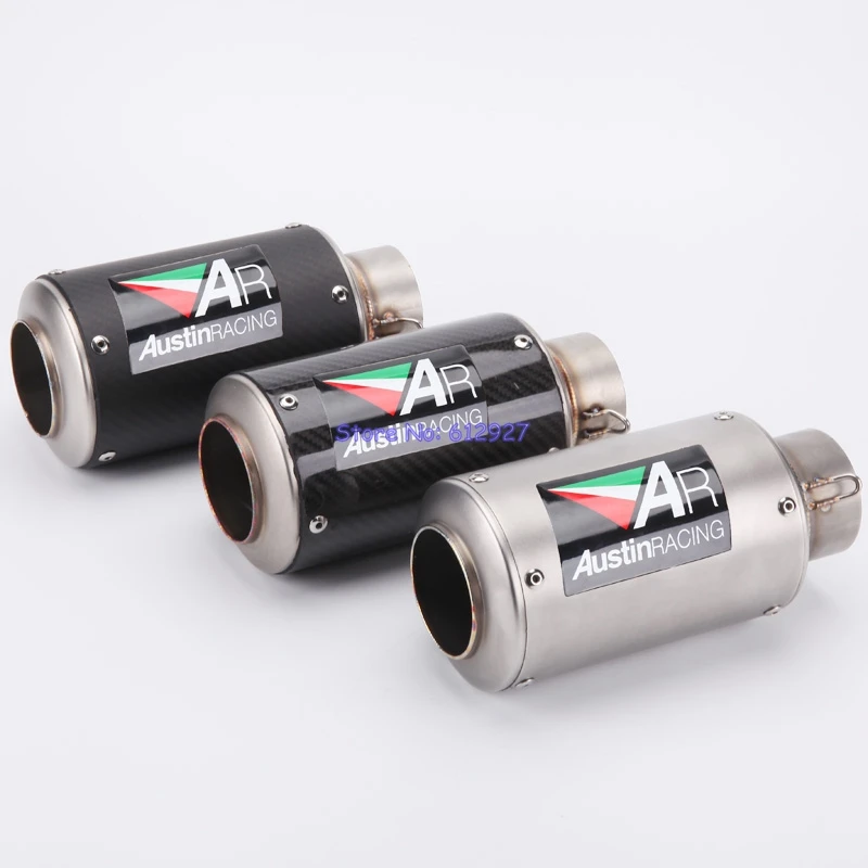Universal Inlet 60mm Motorcycle Exhaust Muffler Pipe AR Carbon Fiber