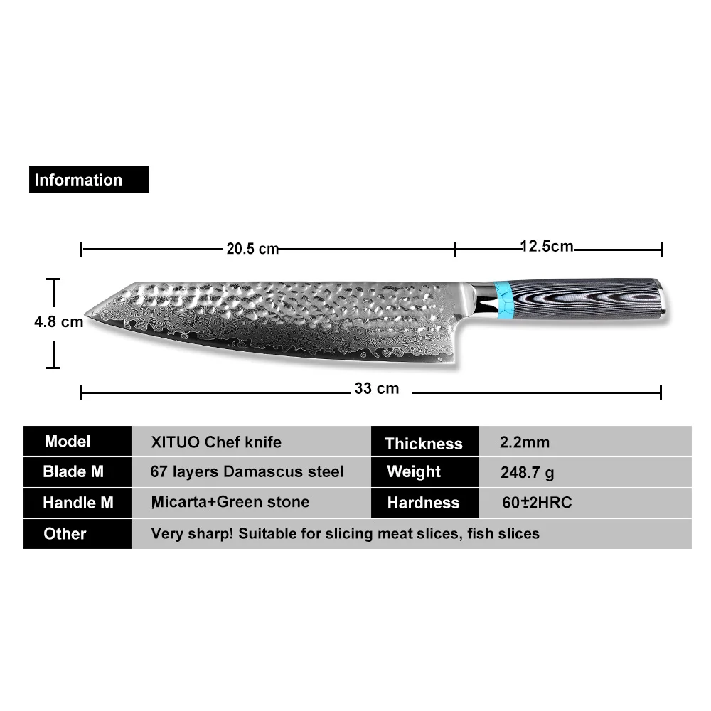 XITUO, японский нож шеф-повара, дамасская сталь, кухонный нож для нарезки, Ручная ковка, ультра острое лезвие, ручка Микарта, лучший благородный Glft