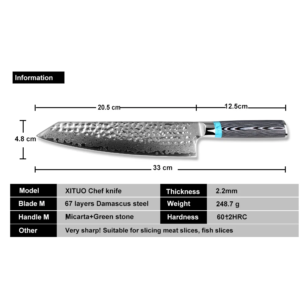  XITUO Japanese Chef Knife Damascus Steel Kitchen Slicing Knife Hand Forged Blade Ultra Sharp Micart - 32959005093