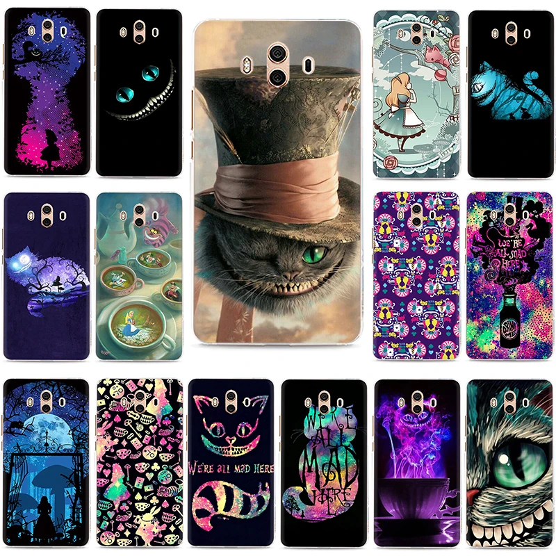 

Alice in Wonderland Cheshire Cat Hard phone case for Huawei Y6 Y7 Prime Y9 2017 2018 Mate 10 20 30 Pro Lite Nova 2i Lite 3 3i