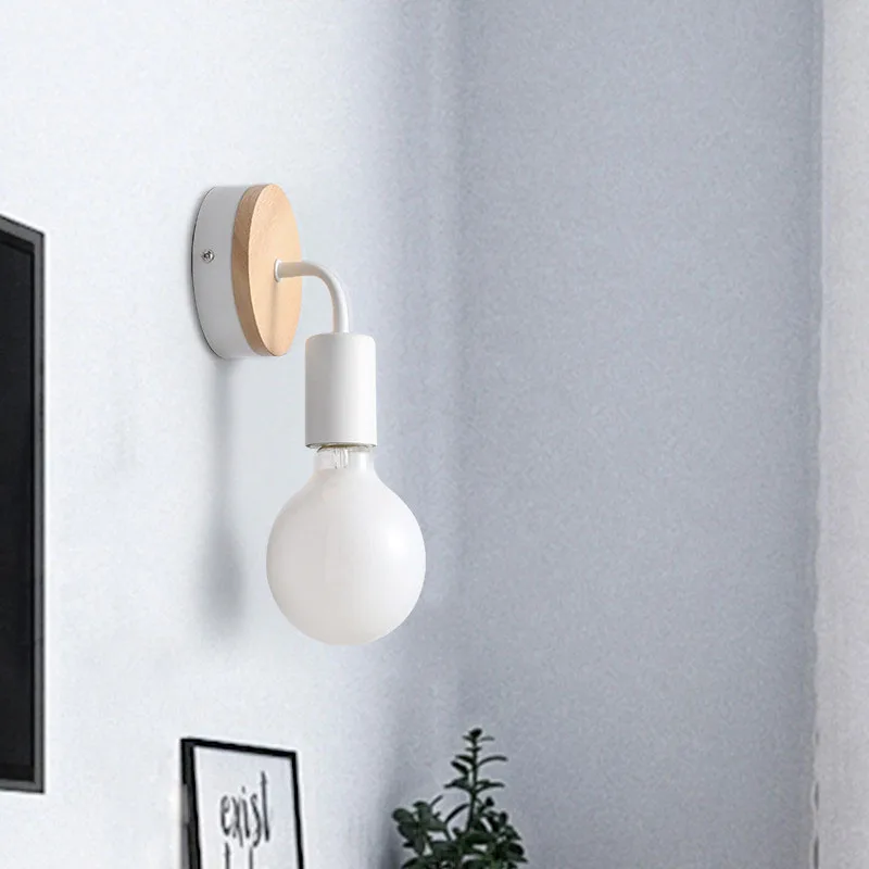 Modern Black White Wood Wall Light Bedside Wall Lamp Vintage Loft Wall Lighting Up & Down E27 E26 for Bedroom (6)