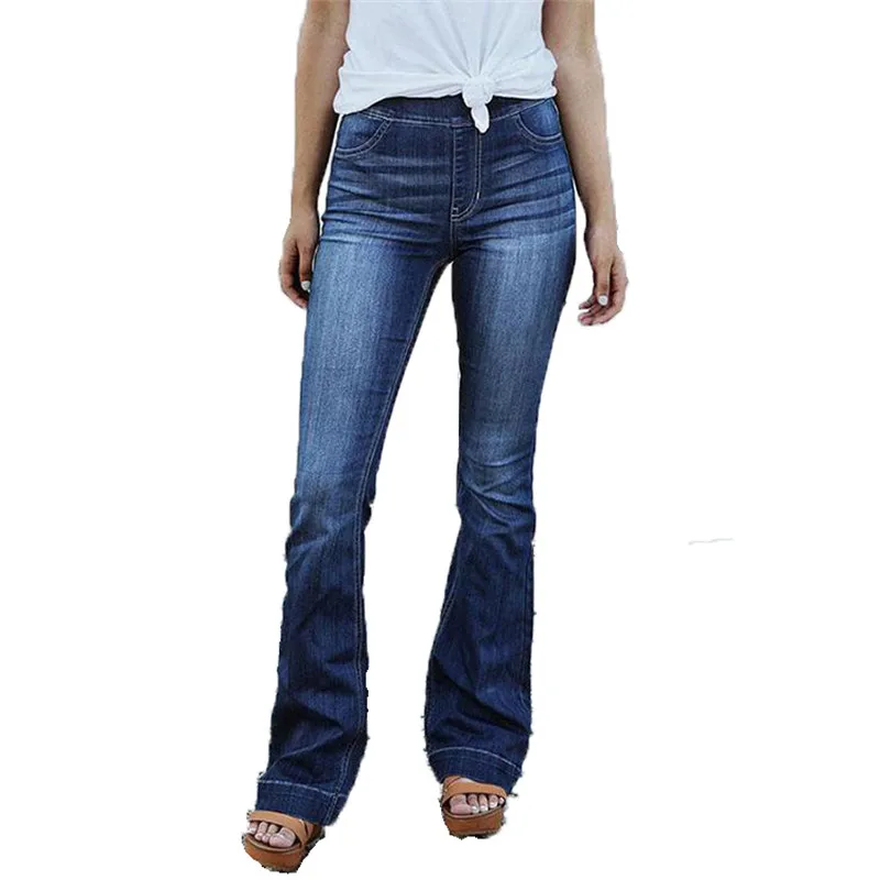 Эластичные джинсы женские темно-синие XS-2XL Большие размеры 2019 осень Европа и Америка Высокая талия модные тонкие джинсы feminina LR383
