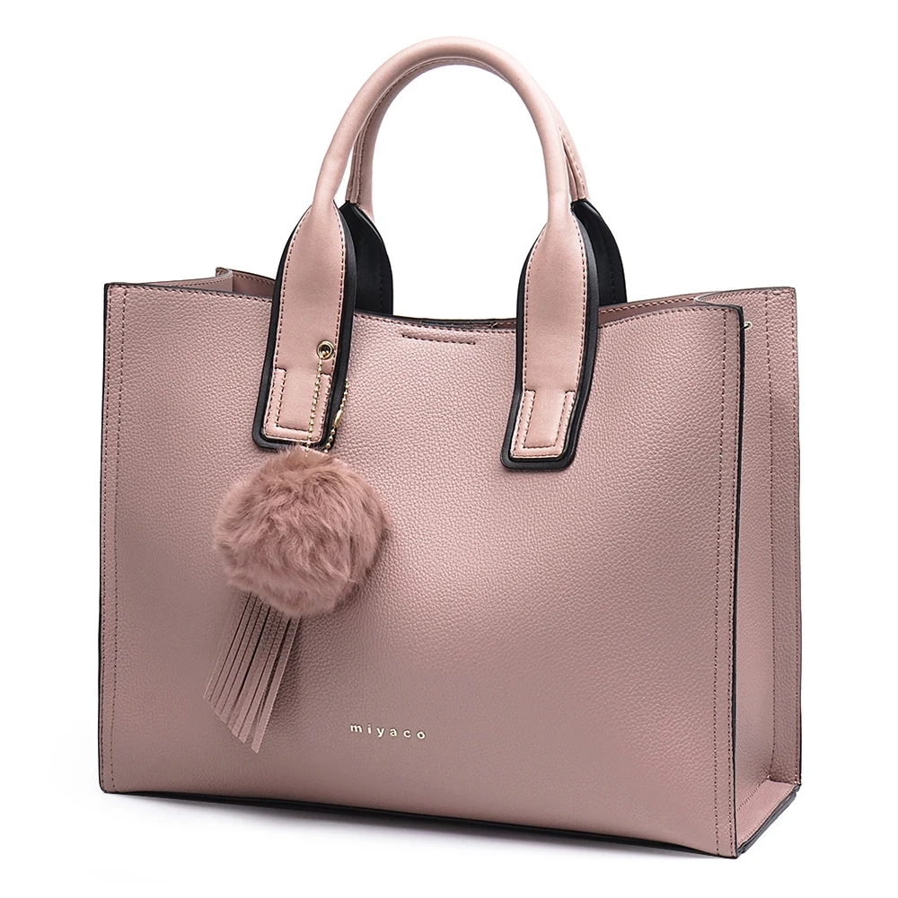 Miyaco marque femmes sac à main fourre-tout sacs pour femmes Messenger sac sacs à main et sacs à main haut en cuir sac à main avec boule de fourrure gland - 1