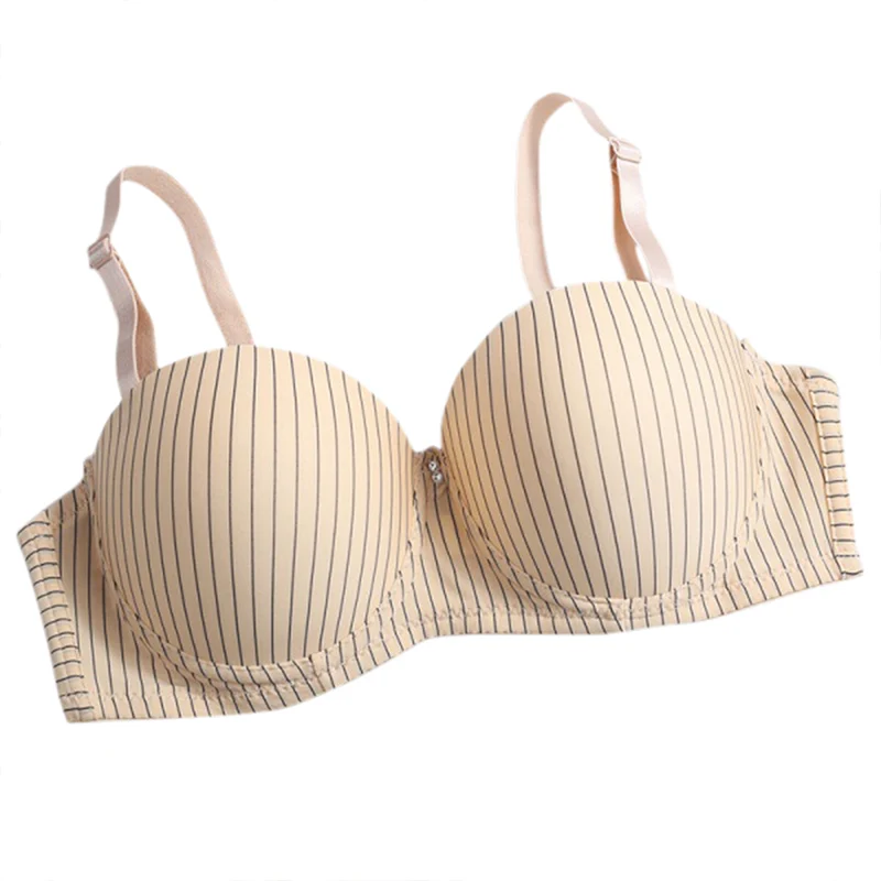 1pc Women Sexy Lingerie Plus Size Thin Cup Stripe Anti-light Breathable Women Underwear Adjustable Push Up Bra Newest - Color: QF