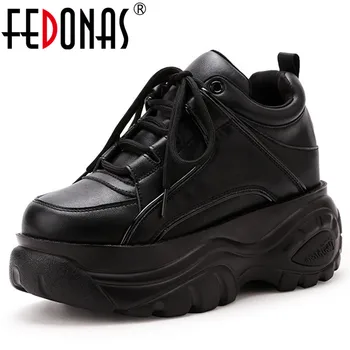 

FEDONAS Fashion Round Toe Height Increasing Womne Pumps Lace Up Platforms Comfortable Women Sneakers Casual Party Shoes Woman