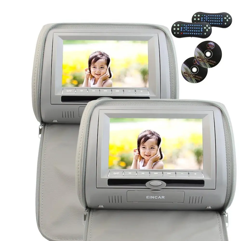 

2x7" grey Color digital Screen a pair of 2 Car Headrest monitor pillow DVD Player with 32 Bits Games for volkswagen/honda/toyota