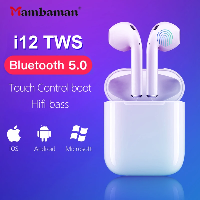 

i12 TWS Wireless earphones Touch control Mini Bluetooth 5.0 headset pk i7s i10 i20 tws for all huawei apple Android Smart Phone
