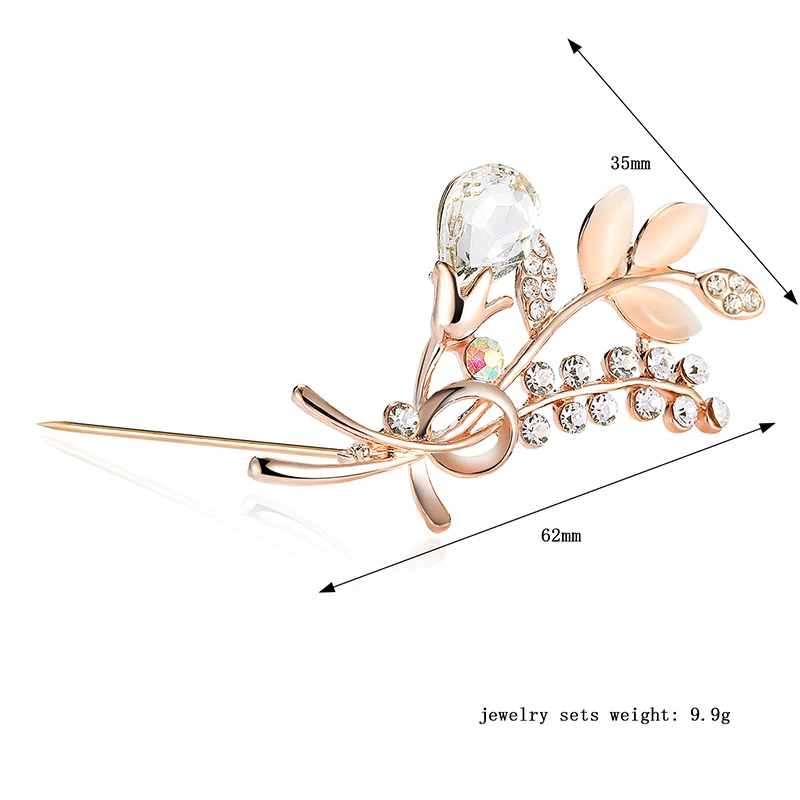 SHUANGR 1 шт. в форме растения золото Цвет Кристалл Брошь шпильки для женщин брошь для шарфа булавки интимные аксессуары букет Mujer свадебные женские ЮВЕ