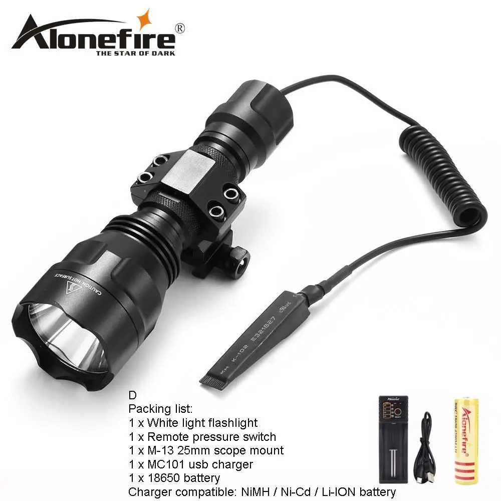 AloneFire C8 CREE XM-L2 T6 светодиодный тактический светильник фонарь страйкбол прицел ружья светильник 18650 перезаряжаемый аккумулятор - Испускаемый цвет: C8 M-13-I