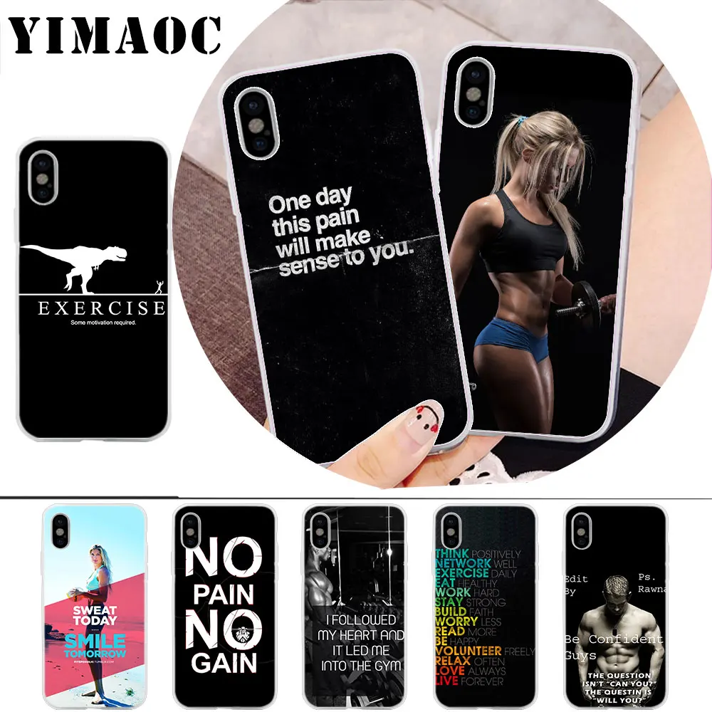 

YIMAOC fitness Body Building motivation Soft Silicone Case for iPhone X r s Xr Xs Max 8 7 6S 6 Plus 5 5s SE