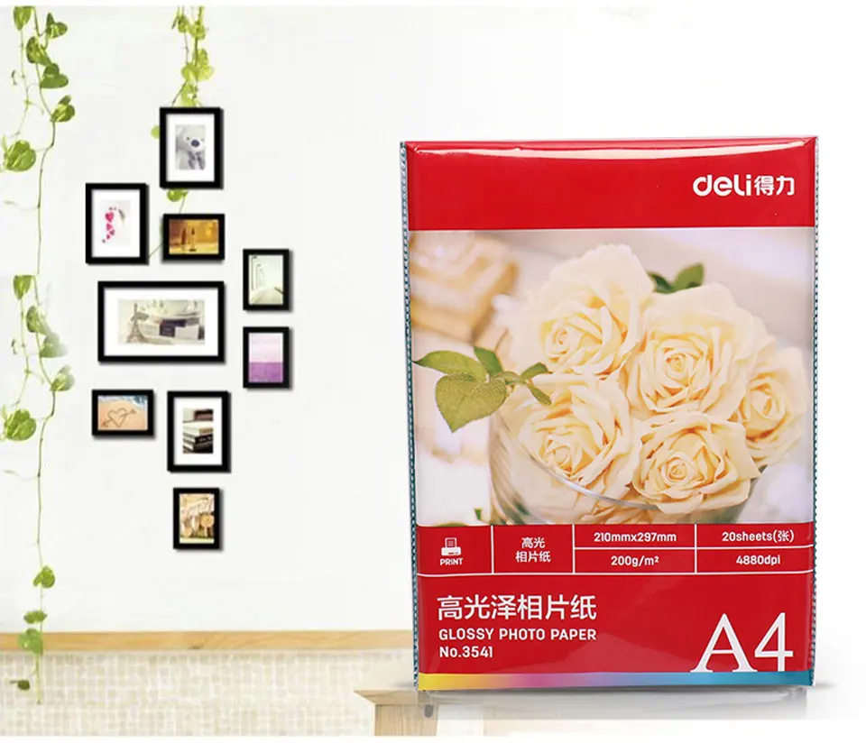 Deli высокое качество 4R/A4 светящаяся фотобумага для большинства струйных принтеров глянцевая фотобумага для домашнего офиса поставка